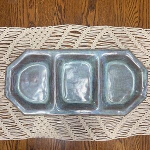 Handmade Glazed Pottery Serving Dish Signed Jinji